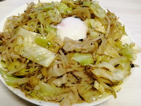 男の肉野菜炒め丼